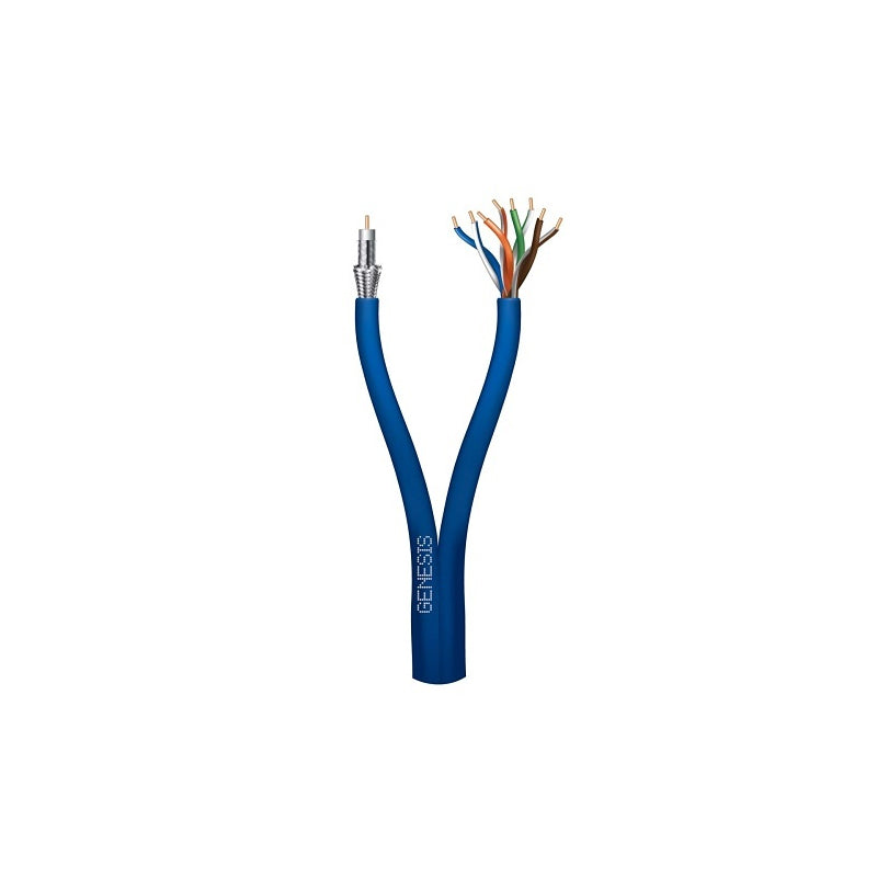 Honeywell 50675006 Genesis Blue 500-Foot 4-Pair Cat 5e + RG6 CCS 75 Ohm Coaxial with Dual-Shield Multimedia General Purpose Cable