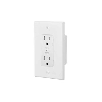 Hubbell IDEV0010HW Wi-Fi Enabled Smart Duplex Wall Outlet