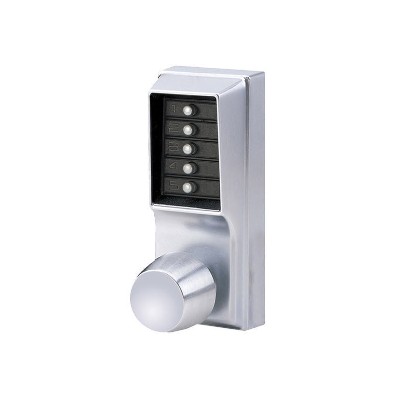 Kaba 101102641 Bright Chrome Grade 1 Combination Pushbutton Cylindrical Knob Lock