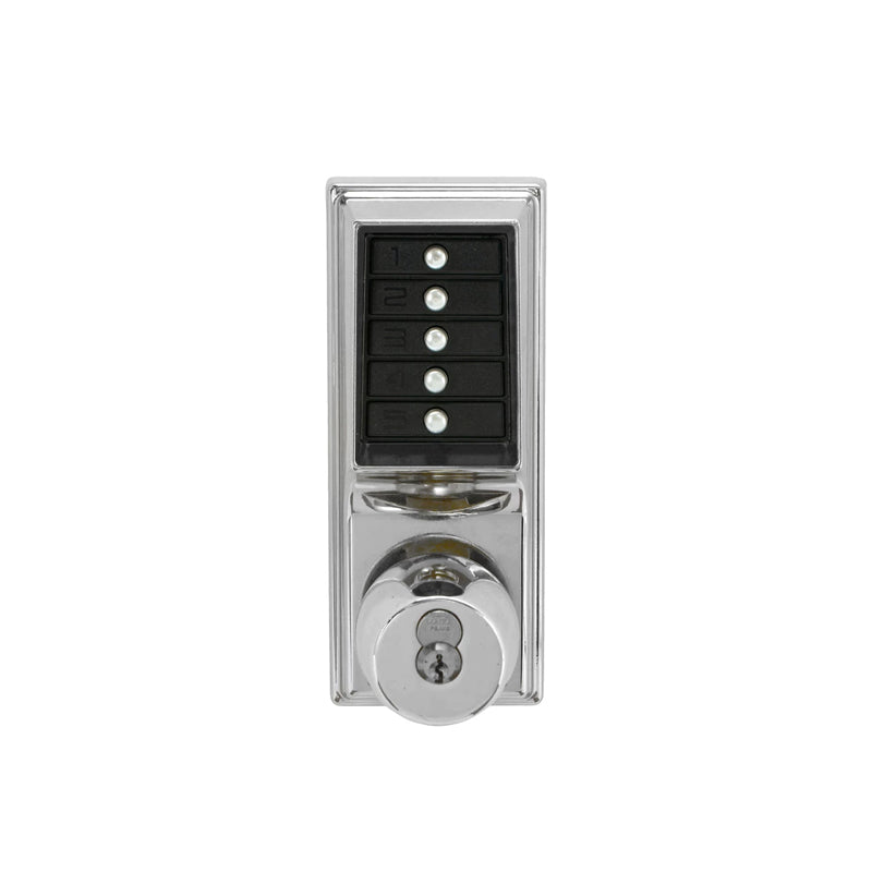 Kaba 1021B26D41 Satin Chrome Simplex Mechanical Pushbutton Cylindrical Lock with Knob Entry