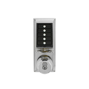 Kaba 1021B26D41 Satin Chrome Simplex Mechanical Pushbutton Cylindrical Lock with Knob Entry