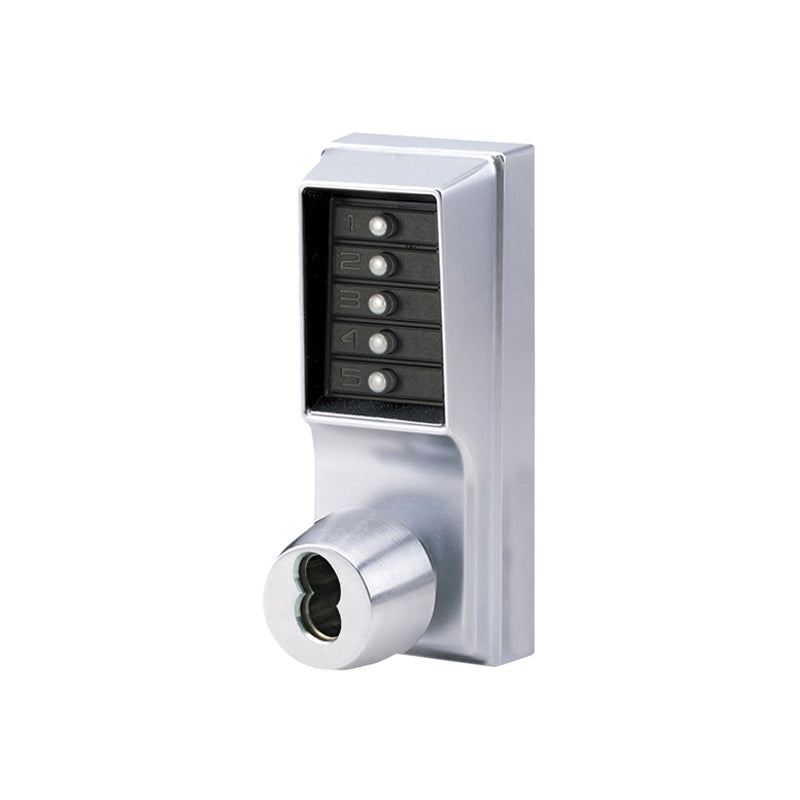 Kaba 1041B26D41 Satin Chrome Grade 1 Pushbutton Cylindrical Combination Lock with Knob