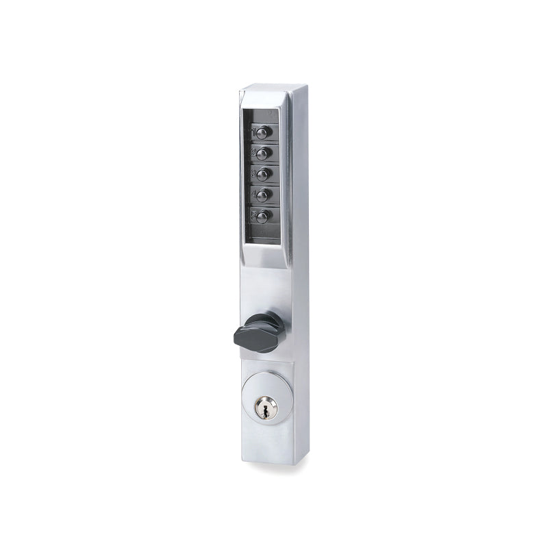 Kaba 300126D41 Satin Chrome Narrow Stile Mechanical Pushbutton Lock