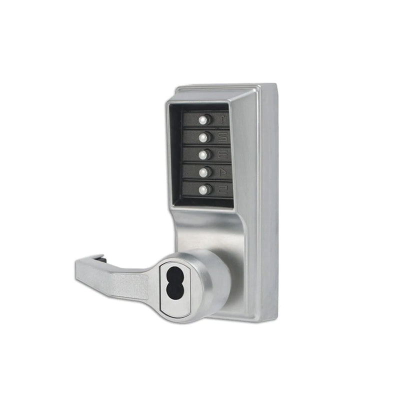 Kaba LL1076B26D41 Satin Chrome Left-Hand Entry Pushbutton Lever Mechanical Door Lock