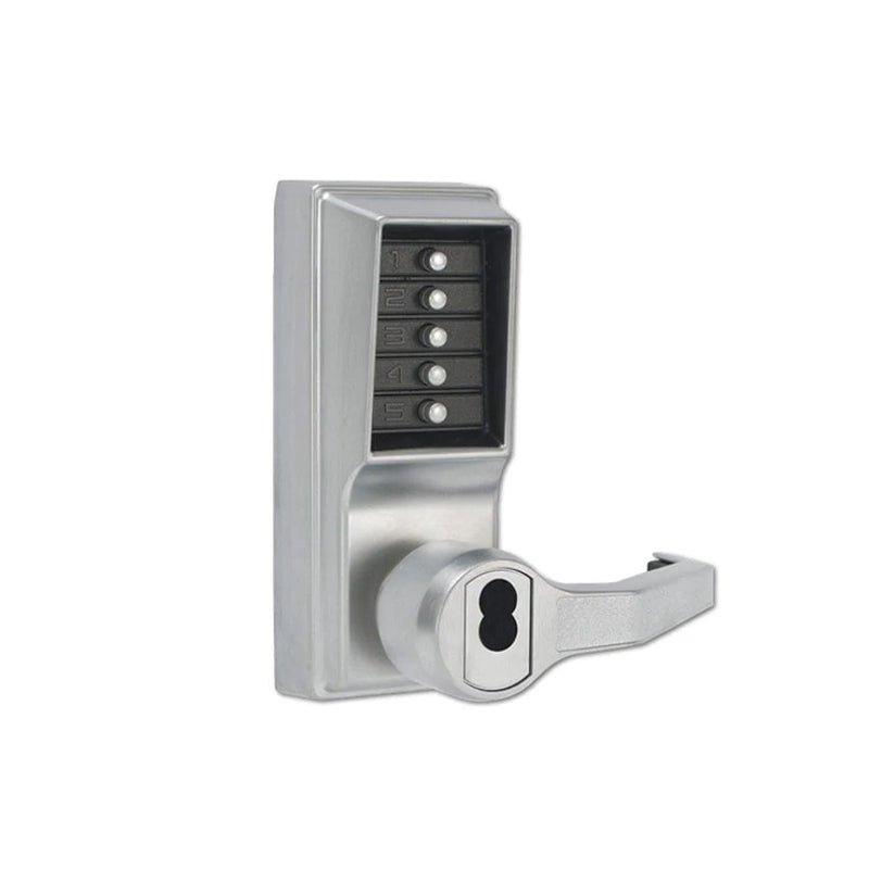 Kaba LR1076B26D41 Satin Chrome Right-Hand Entry Pushbutton Lever Mechanical Door Lock