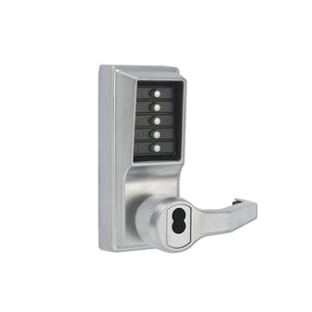 Kaba LR1076B26D41 Satin Chrome Right-Hand Entry Pushbutton Lever Mechanical Door Lock