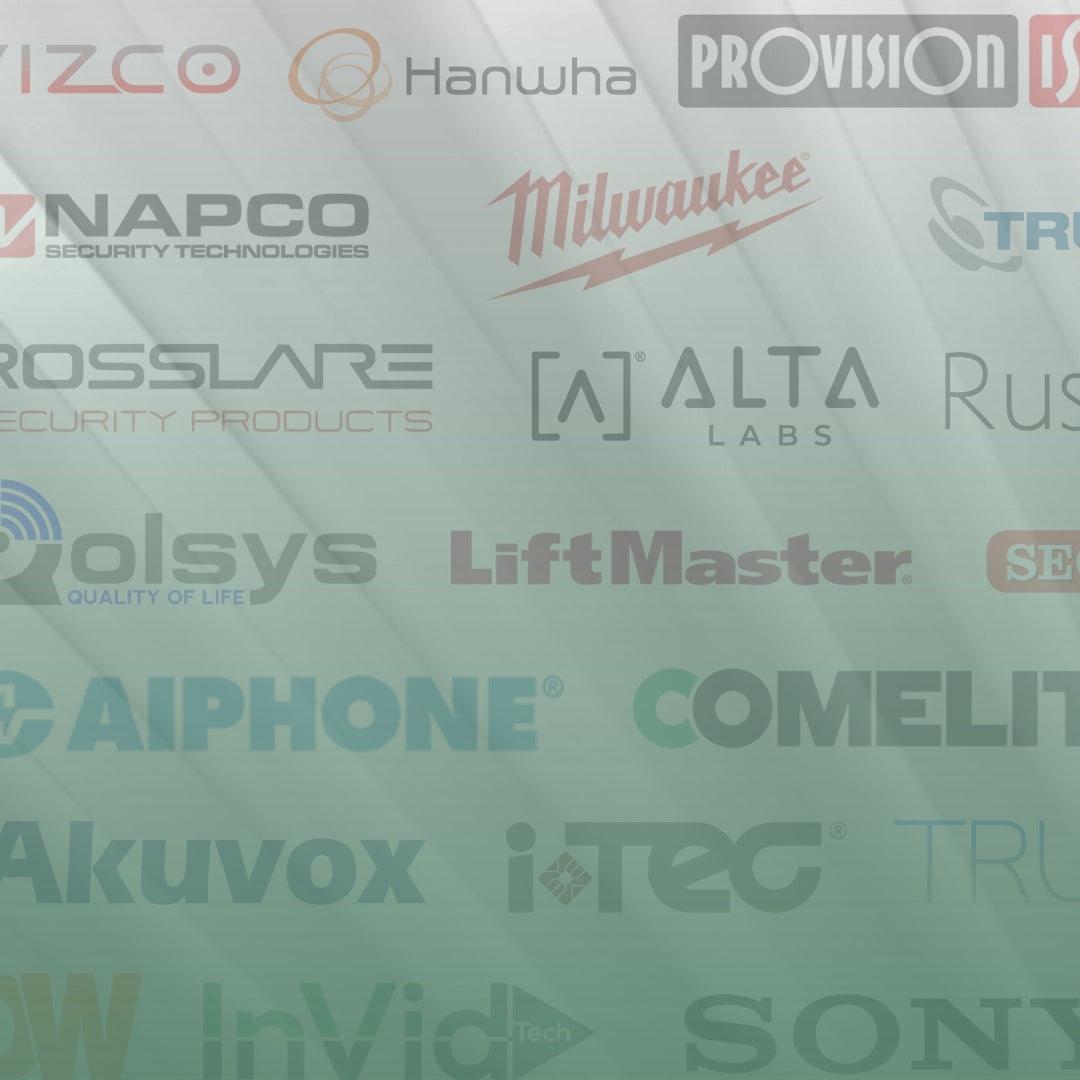 collage of random brands carried at low voltage dealer