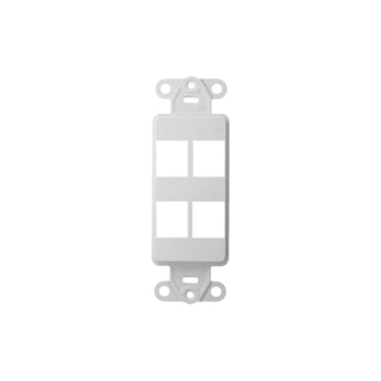 Leviton 40754-BW White 4-Port QuickPort Decora Wallplate Insert