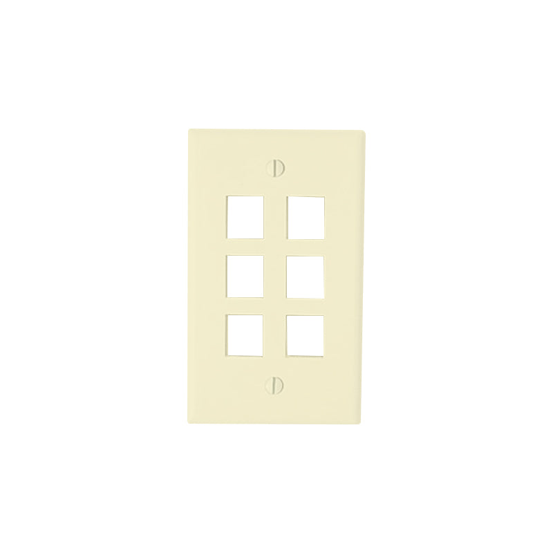 Leviton 40806-BT Almond 6-Port Single-Gang QuickPort Wallplate