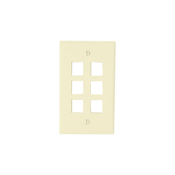 Leviton 40806-BT Almond 6-Port Single-Gang QuickPort Wallplate