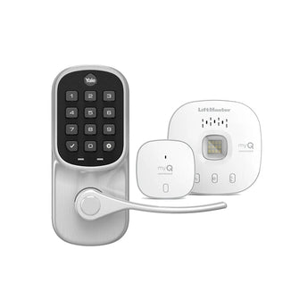 LiftMaster LMLEVPACK-SN Satin Nickel Yale x LiftMaster Smart Keypad Lever Lock with Smart Garage Control