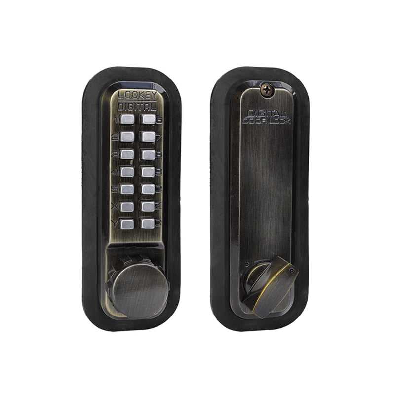 LockeyUSA 2210AB Antique Brass Mechanical Keyless Combination Deadbolt Lock