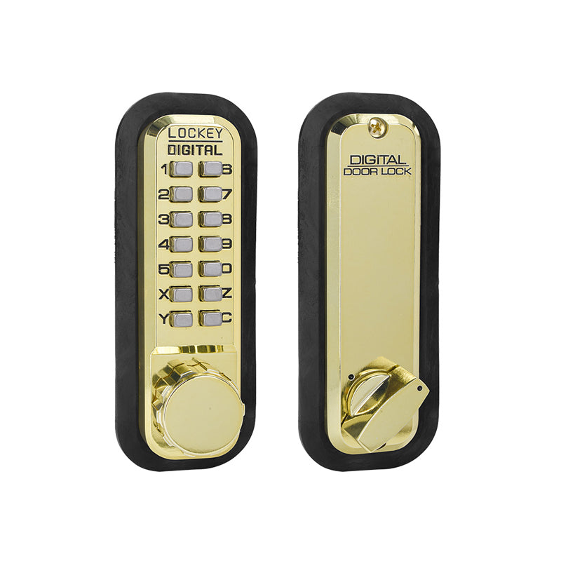 LockeyUSA 2210BB Bright Brass Mechanical Keyless Combination Deadbolt Lock