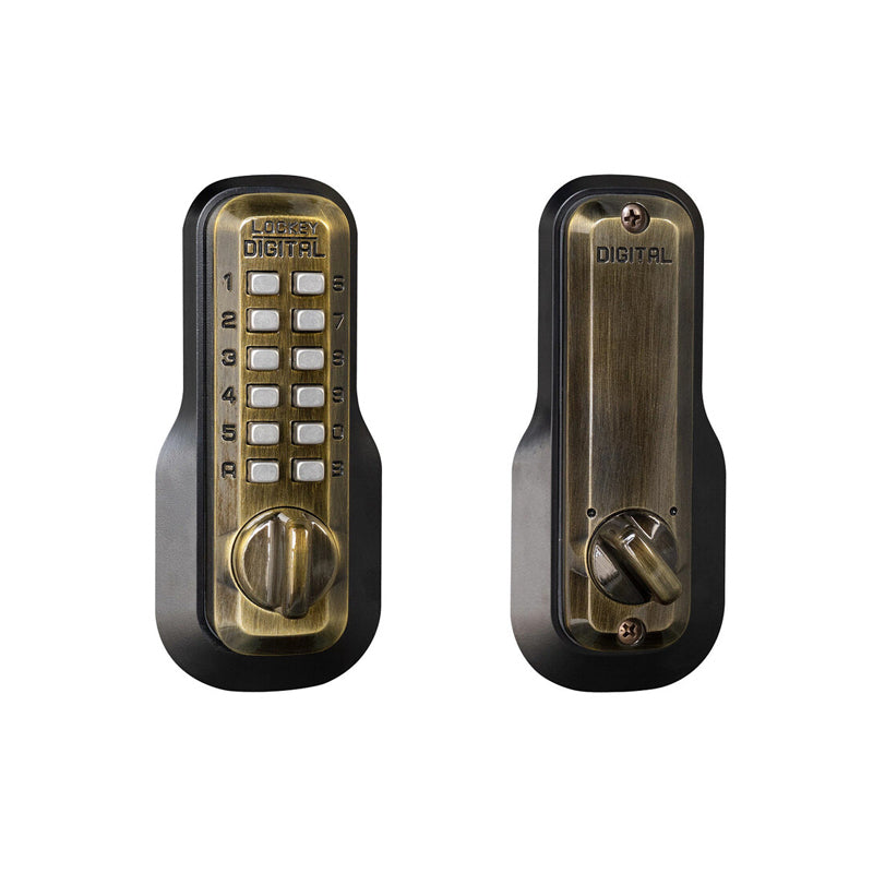 LockeyUSA M210AB Antique Brass Mechanical Keyless Combination Deadbolt Lock