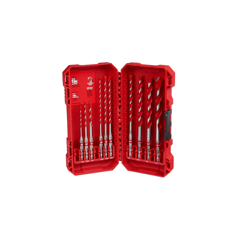 Milwaukee Tool 48-20-9058 10 PC SHOCKWAVE Impact Duty Carbide Hammer Drill Bit Set
