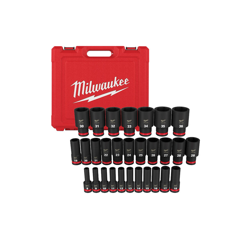 Milwaukee Tool 49-66-7015 29PC 1/2-inch Drive Metric Deep Socket Set