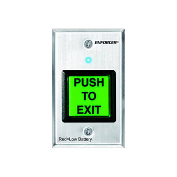 Seco-Larm SD-8202GT-PEQ Green 2-inch Square Button RF Wireless Request-to-Exit Plate