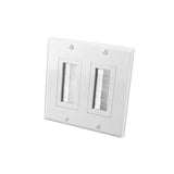Vanco 120827X White Dual-Gang Decor Style Brush Bulk Cable Wall Plates