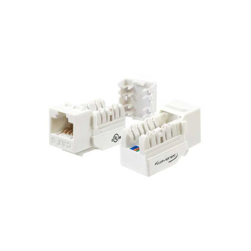 Wavenet 6EKSJWH‐SPK White 25-Pack CAT6 RJ-45 Punch Down Keystone Jack