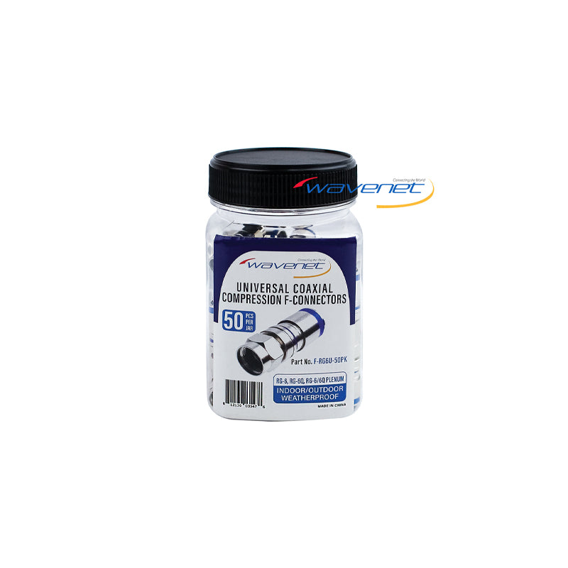 Wavenet F-RG6U-50PK 50-Pack RG-6 F-Compression Connector for RG-6 and RG-6Q Coaxial Cables