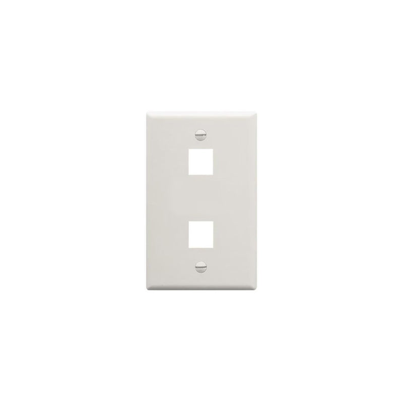 Wavenet FP02PWH White 2-Port Single Gang Flush Style Wall Plate