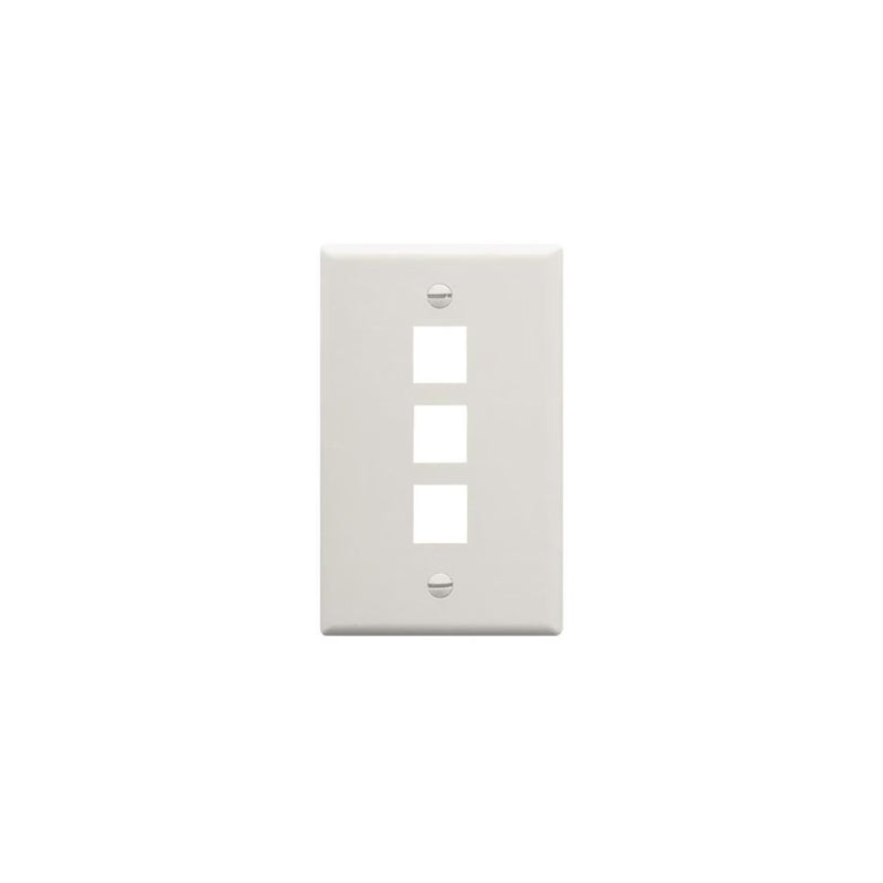 Wavenet FP03PWH White 3-Port Single Gang Flush Style Wall Plate